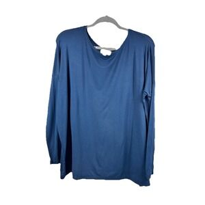 PIKO Bamboo Long Sleeve Navy Blue S Oversized Soft Tunic Minimalist Lagenlook